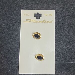 Streamline Vintage Black Gold Round Metal Buttons Cards Set  #K9121
